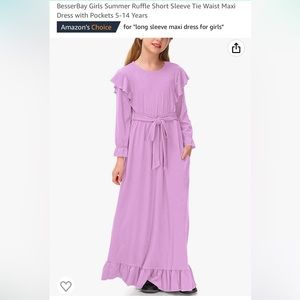 BRAND NEW. NEVER WORN. Pretty long sleeve purple dress for girls.